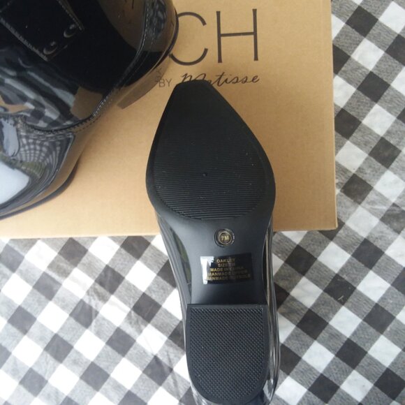 Women's BEACH BLACK PATENT WESTERN Style RAINBOOT Size 7 - Picture 4 of 5